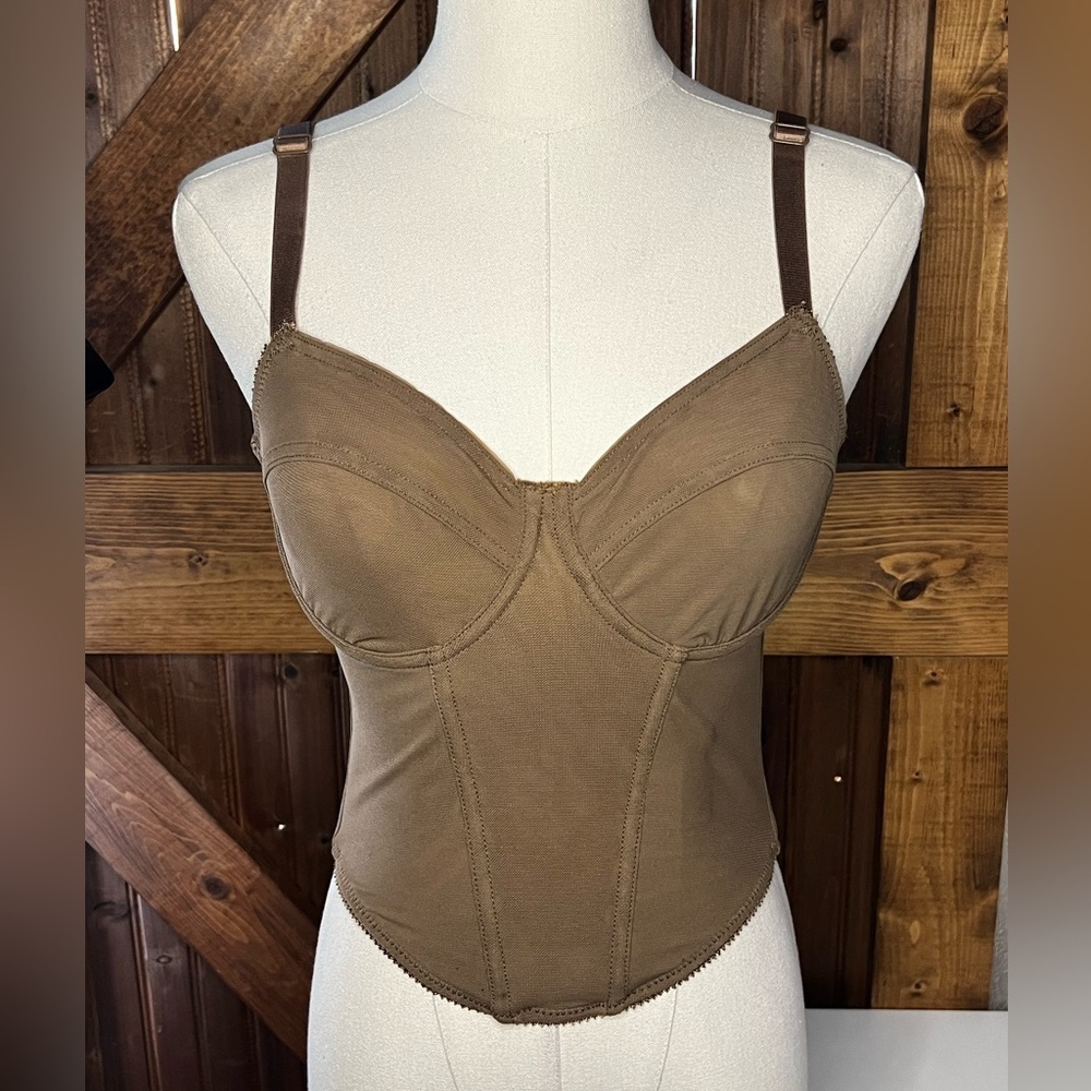 Mono B Brown Sheer Crop Top Women’s Large